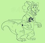 2018 3_fingers 3_toes alice_chrosny animal_crossing anthro biped bottomless claws clothed clothing digital_drawing_(artwork) digital_media_(artwork) digitigrade drago_(animal_crossing) dragon ear_frills featureless_crotch frill green_and_white green_background happy horn long_tail male monochrome nintendo open_mouth open_smile overweight overweight_male scales scalie sharp_teeth shirt side_view simple_background slit_pupils smile snout solo tank_top teeth toe_claws toes toony video_games 