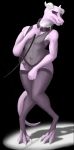  anthro benign_light clothed clothing collar crossdressing embarrassed girly legwear pink_skin purple_eyes savra_rodochrous simple_background skirt solo thigh_highs 