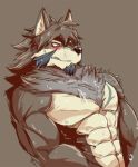  2018 abs anthro biceps canine fur kadzu male mammal muscular muscular_male pecs simple_background tattoo temujin tokyo_afterschool_summoners white_fur wolf 