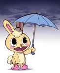  2015 cloud cuddles_(htf) happy_tree_friends ichthy0stega lagomorph male mammal open_mouth rabbit simple_background solo tagme umbrella 