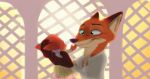  2016 anthro canine cub daughter disney duo fan_character father father_and_daughter female fox green_eyes inside isabelle_wilde male mammal nick_wilde parent size_difference smile trashasaurusrex young zootopia 