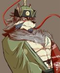  2018 abs anthro canine clothing fur kadzu male mammal muscular muscular_male pecs simple_background tattoo temujin tokyo_afterschool_summoners white_fur wolf 