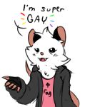  2017 anthro clothing fur honky_kat ian_(drawdroid) mammal marsupial open_mouth opossum stated_homosexuality text 