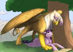  avian backlash91 bird blush cloud conditional_dnp equine female feral friendship_is_magic gilda_(mlp) gryphon horn horse larger_female mammal mountain my_little_pony outside pony size_difference tree twilight_sparkle_(mlp) winged_unicorn wings 