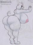  against_wall anthro big_breasts big_butt boss_monster breasts butt caprine female goat huge_breasts huge_butt looking_at_viewer looking_back mammal mature_female nude pinup pose side_boob simple_background sketch slightly_chubby solo toriel undertale video_games weasselk white_background 