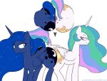  &lt;3 anus anus_frottage ass_to_ass butt butt_squish cutie_mark equine eye_contact female female/female friendship_is_magic high-angle_view horn horse incest lidded_eyes looking_back mammal my_little_pony pony princess_celestia_(mlp) princess_luna_(mlp) puffy_anus purplealacran size_difference smile winged_unicorn wings 