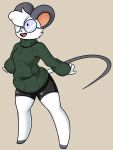  2017 anthro chloe clothing eyewear female fur glasses hair honky_kat mammal mouse rodent spandex sweater tight_clothing white_fur 