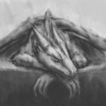  2018 claws digital_media_(artwork) dragon feral hi_res horn klifflod lying male raining sad simple_background solo wings 