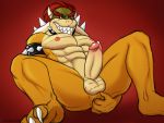  anus balls bowser butt fingering koopa male mario_bros narija nintendo penis scalie solo video_games 