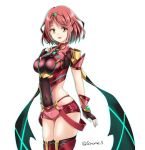  armor blush breasts fingerless_gloves gloves homura_(xenoblade_2) large_breasts looking_at_viewer shinohara_shinome short_hair simple_background smile solo white_background xenoblade_(series) xenoblade_2 