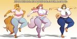  anthro barefoot belt big_breasts breasts canine cleavage clothed clothing dog dogmom english_text female fluffy footwear fully_clothed group hair holly_applebee huge_breasts humor jeans june_(jinu) mammal pants parody shiba_inu shirt shoes simple_background superix text thick_thighs undershirt wide_hips 