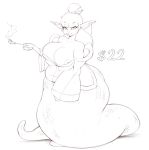  breasts elf female humanoid invalid_tag lamia nipple_showing pipe pointy_ears reptile riipley scalie snake 
