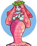 blue_skin blush clothing crown dress female fish galacticmomo hair lochlady mail_polish marine pink_eyes pink_hair wide_hips 