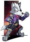  anthro canine chibi clothed clothing eye_patch eyewear looking_at_viewer male mammal moyoyomomonga nintendo smile solo star_fox video_games wolf wolf_o&#039;donnell 