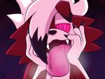  ambiguous_gender anthro canine drooling fur future_diary kurorosakusan looking_at_viewer lycanroc mammal midnight_lycanroc mouth_shot nintendo open_mouth pok&eacute;mon pok&eacute;mon_(species) red_fur saliva tongue tongue_out video_games white_fur 