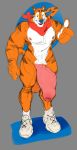  anthro balls bandanna big_balls colored_sketch feline frosted_flakes half-erect huge_balls humanoid_penis hyper hyper_balls hyper_penis long_foreskin male mammal mascot milkbreaks muscular muscular_male open_mouth penis pubes smile solo standing tiger tony_the_tiger uncut vein 