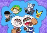  anthro canine clothing crossover evil_grin female group gun hammer handgun headband hi_res human humanoid hylian konami male mammal metal_gear nana_(ice_climber) nintendo open_mouth pichu pok&eacute;mon pok&eacute;mon_(species) popo_(ice_climber) ranged_weapon smile solid_snake star_fox super_smash_bros the_legend_of_zelda tools video_games weapon wolf wolf_o&#039;donnell young_link ウォレス 