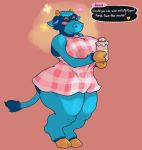  2017 aliasing animal_crossing anthro anthrofied bessie_(animal_crossing) big_breasts biped blue_body blue_hair blue_spots blue_tail blunted_horn blush bovine breasts brown_hooves cattle character_name clothing cloven_hooves dialogue digital_drawing_(artwork) digital_media_(artwork) dress english_text eyelashes eyes_closed eyeshadow female flower full-length_portrait glass hair happy holding_object hooves horn huge_breasts lactating lactating_through_clothing makeup mammal milk milk_bottle nintendo nipple_bulge orange_horn pink_background pink_clothing plant portrait side_view signirsol simple_background small_waist smile snout solo speech_bubble spots spotted_body standing striped_horn tail_tuft text thick_bottom_lip thick_thighs tuft two_tone_horn video_games voluptuous wet_clothing wide_hips yellow_horn 