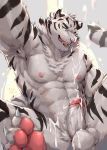  2018 abs anthro areola armpit_hair balls biceps black_fur black_markings black_stripes black_tail chest_tuft claws cum cum_on_chest cum_on_leg cum_on_penis cum_on_self cum_on_stomach erection feline front_view fur fur_tuft green_eyes hi_res humanoid_penis long_tail male mammal manly markings multicolored_fur muscular muscular_male nipples nude open_mouth orgasm pawpads pecs penis pink_nipples pink_nose pink_pawpads pink_tongue pose pubes sharp_teeth simple_background solo spread_legs spreading striped_tail stripes taki_kaze teeth thick_thighs tiger toe_claws tongue triceps tuft vein veiny_penis white_balls white_fur white_penis white_tail white_tiger 