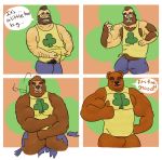 &clubs; 2017 4_fingers animal_crossing anthro anthrofied arm_hair barazoku bear beard big_muscles biped black_nose blue_clothing border bottomless brown_fur clothed clothing crotch_tuft dialogue digital_drawing_(artwork) digital_media_(artwork) english_text eyes_closed eyewear facial_hair fish fur fur_growth glasses growth hairy half-closed_eyes hand_on_hip human human_to_anthro humanoid_hands jeans light_skin looking_at_self male mammal manly marine mohawk muscle_growth muscular muscular_male nintendo open_mouth open_smile pants pecs sequence shirt shocked smile snout solo species_transformation speech_bubble standing strain suit_symbol surprise tan_skin tank_top teddy_(animal_crossing) text thumbs_up torn_clothing torn_jeans torn_pants transformation video_games white_border wide_eyed worried yellow_clothing zealman 
