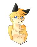  5_fingers blue_eyes breasts bust_(disambiguation) canine eyebrows eyelashes eyewear female fluffy fox fur glasses judy_reinard kunekun mammal nude orange_fur solo 