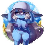  big_breasts blue_skin breasts fangs female forastero hat humanoid inverted_nipples league_of_legends mammal nipples nude poppy_(lol) purple_eyes pussy riot_games short_stack solo sweat thick_thighs video_games yordle 