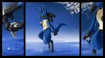  2008 3_toes ambiguous_gender anthro blue_fur comic digital_drawing_(artwork) digital_media_(artwork) eyes_closed flower fur gloves_(marking) jiayi lucario markings nintendo plant pok&eacute;mon pok&eacute;mon_(species) solo spikes tears toes tree url video_games yellow_fur 