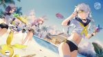  :d adjusting_eyewear animal_ears ass barefoot beach benghuai_xueyuan black_bikini_bottom blue_eyes blue_sky braid bronya_zaychik brown_hair brown_skirt bunny_ears child closed_eyes cloud day dutch_angle english food gun hair_ribbon highres hillly_(maiwetea) holding holding_gun holding_weapon honkai_impact ice_cream kiana_kaslana long_hair looking_back midriff miniskirt multiple_girls navel neckerchief open_mouth outdoors palm_tree parasol pink_hair pleated_skirt raiden_mei ribbon shirt shirt_lift short_sleeves silver_hair sitting skirt sky smile stomach sunglasses sweatdrop theresa_apocalypse tree twin_braids umbrella water_gun weapon white_ribbon white_shirt wrist_grab yae_sakura_(benghuai_xueyuan) yellow-framed_eyewear yellow_neckwear yellow_ribbon 