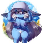  big_breasts blue_skin breasts fangs female forastero hat humanoid inverted_nipples league_of_legends mammal nipples nude poppy_(lol) pubes purple_eyes riot_games short_stack solo sweat thick_thighs video_games yordle 