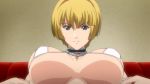  10s 1girl blonde_hair blue_eyes breasts cross cross_necklace erect_nipples large_breasts looking_at_viewer looking_down mamiya_marisa necklace nipples short_hair smile starless will_(company) 