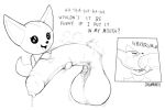  aggressive_retsuko anthro balls big_balls canine dawmino disembodied_penis duo english_text fellatio female fennec fenneko fox greyscale half-erect holding_penis huge_balls humanoid_penis hyper hyper_balls hyper_penis male male/female mammal monochrome open_mouth oral penis precum pubes sex size_difference smile text 