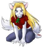  anthro breasts cat clothed clothing feline female fully_clothed hair long_hair looking_at_viewer low_res mammal mouse rodent smile solo 