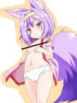  animal_ear_fluff animal_ears bar_censor censored flat_chest fox_ears fox_tail hairband hatsuse_izuna japanese_clothes kimono no_game_no_life open_clothes open_kimono panties purple_hair saezuru_usagi short_hair short_kimono tail triangle_mouth underwear white_panties yellow_eyes 