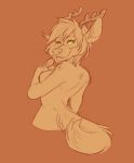  anthro antlers bust_(disambiguation) canine cervine curled_tail deer_fox deerfox digital_drawing_(artwork) digital_media_(artwork) female fox furbakery green_eyes horn hybrid mammal milly_(oneoddlady) simple_background smile solo 