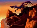  2015 day detailed_background digital_media_(artwork) dragon duo feral horn kerydragon membranous_wings outside red_scales scales scalie spines western_dragon wings 