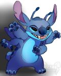  2018 4_arms 4_fingers alien antennae back_markings black_eyes blue_claws blue_nose blue_pawpads chest_tuft claws colored_sketch digital_drawing_(artwork) digital_media_(artwork) dipstick_antennae disney experiment_(species) head_tuft lilo_and_stitch markings multi_arm multi_limb notched_ear open_mouth open_smile pawpads simple_background small_tail smile solo standing stitch tuft watermark zazi_(artist) 