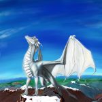  2014 digital_media_(artwork) dragon feral grey_scales kerydragon membranous_wings scales scalie smile solo spines standing western_dragon wings 