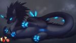  2018 4_toes 5_toes animal_genitalia anus black_claws black_fur black_horn black_scales blue_anus blue_eyes blue_horn blue_pawpads blue_pussy blue_sclera cannibalistic_tendencies claws clitoris digital_media_(artwork) dragon female feral front_view fur furred_dragon genital_slit glowing glowing_anus glowing_eyes glowing_horn glowing_pawpads glowing_pussy grey_background grey_fur horn looking_down lying naoru on_side one_leg_up patreon pawpads paws presenting presenting_pussy pussy quadruped scales sharp_claws simple_background slit slit_pupils smooth_horn solo spikes toe_claws toes wingless_dragon 