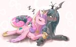  &lt;3 2018 adultery blush changeling crown cuddling cute cutie_mark duo embarrassed equine eyebrows eyelashes eyes_closed feathered_wings feathers female female/female feral floppy_ears friendship_is_magic fur green_eyes hair happy hole_(anatomy) hooves horn inner_ear_fluff long_hair love lying mammal multicolored_hair my_little_pony nude on_front open_mouth peregrine pink_background pink_feathers princess_cadance_(mlp) queen_chrysalis_(mlp) royalty satisfied signature simple_background sleeping slit_pupils smile sound_effects teal_hair text winged_unicorn wings zzz 