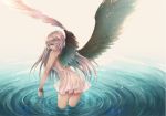  dress gray_hair green_eyes long_hair ryouku summer_dress tagme water wings 