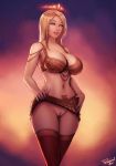  blonde_hair blue_eyes breasts highres long_hair looking_at_viewer no_panties personal_ami pussy smile solo thighhighs uncensored warcraft world_of_warcraft 