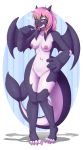  2018 anthro bedroom_eyes blush breasts candy cetacean dragon evomanaphy fangs female food hair half-closed_eyes hybrid lollipop mammal marine navel nipples nude orca pink_hair pussy seductive solo whale wings 