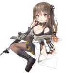  arm_strap arm_support ass assault_rifle bangs bare_shoulders black_footwear black_panties black_skirt blush boots breasts brown_eyes brown_hair brown_legwear cleavage collar collarbone commentary_request daewoo_k2 embarrassed eyebrows_visible_through_hair fingerless_gloves frown girls_frontline gloves gun hair_between_eyes hair_ornament hairclip highres jacket k-2_(girls_frontline) knee_boots korean_commentary long_hair looking_at_viewer medium_breasts miniskirt navel off_shoulder ohshit one_side_up open_clothes open_mouth open_skirt panties pantyhose pleated_skirt pouch rifle scratching_cheek shiny shiny_skin sidelocks simple_background sitting skirt smile solo thighband_pantyhose underwear wariza weapon white_background 