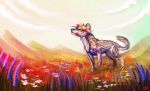  2017 ambiguous_gender canine day detailed_background digital_media_(artwork) digital_painting_(artwork) dog feral fur grass jackiehinny mammal outside sky solo standing 