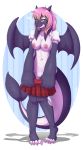  2018 anthro bedroom_eyes blush breasts cetacean clothed clothing dragon evomanaphy fangs female half-closed_eyes mammal marine nipples open_shirt orca pussy school_uniform seductive skirt solo undressing uniform whale 