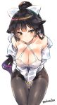  akaza azur_lane bangs bare_shoulders between_legs black_hair blush bow breasts cleavage collarbone commentary_request criss-cross_halter hair_between_eyes hair_bow hair_flaps halterneck hand_between_legs highres hips jacket large_breasts long_hair looking_at_viewer military_jacket off_shoulder pantyhose ponytail seiza shiny shiny_hair sitting solo swimsuit swimsuit_under_clothes takao_(azur_lane) thighband_pantyhose thighs white_bow white_jacket white_swimsuit yellow_eyes 