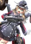  :d anchor_hair_ornament aqua_eyes artist_name black_skirt blonde_hair cannon commentary dated gloves gun hair_ornament hat highres iron_cross kantai_collection looking_at_viewer low_twintails machinery microskirt military military_hat military_uniform open_mouth peaked_cap prinz_eugen_(kantai_collection) rigging signature simple_background skirt smile solo torpedo torpedo_launcher turret twintails twitter_username ugeppa uniform weapon white_background white_gloves 