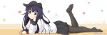  akatsuki_(kancolle) anthropomorphism black_hair blue_eyes blush hat kantai_collection long_hair miicha pantyhose seifuku waifu2x watermark 