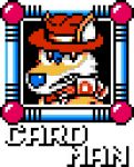  2018 2d_animation animated anthro blue_hair brown_eyes canine capcom card clothed clothing curtis_jones fedora fur hair hat headwear looking_at_viewer male mammal mega_man_(series) solo video_games welfz_twingo_furs white_fur wolf yellow_fur 