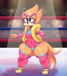  absurd_res anthro breasts clothed clothing female fighting_ring floatzel hi_res legwear mammal mask motion_lines mustelid nintendo pok&eacute;mon pok&eacute;mon_(species) small_breasts solo somescrub stockings thick_thighs tight_clothing video_games wrestler 